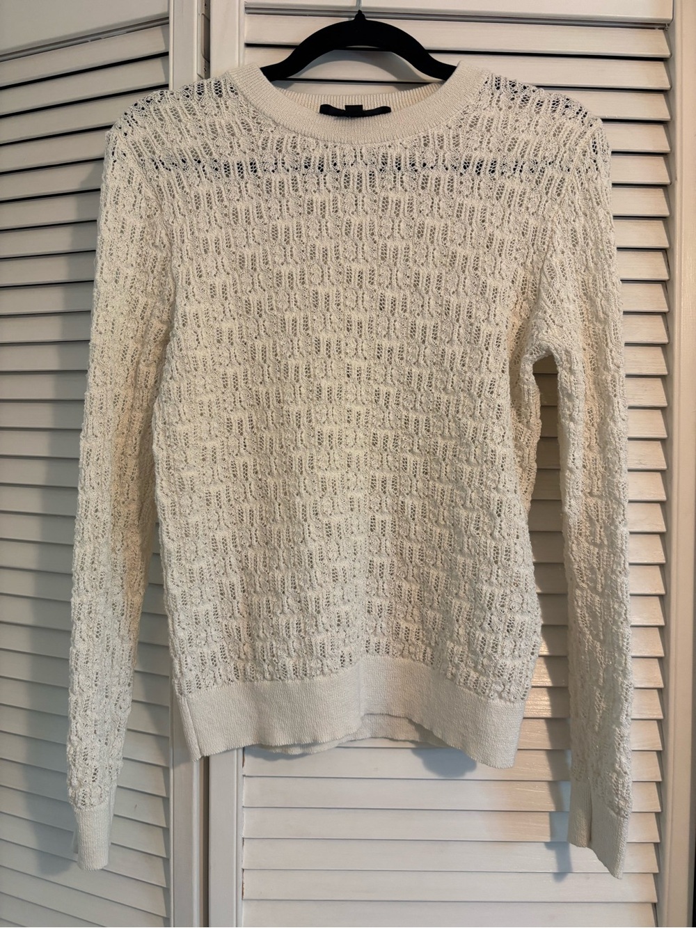 Zara Fine Crochet Knit Long Sleeve Top - Cream, Size M